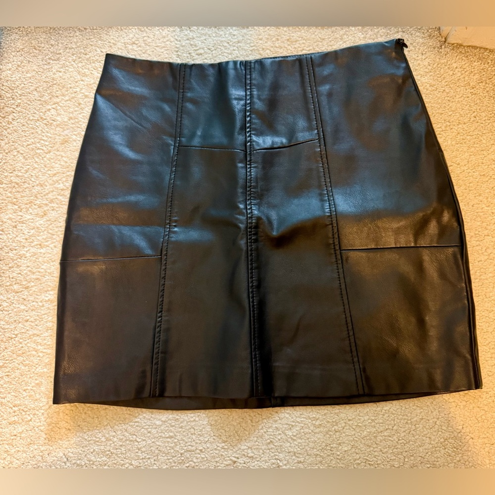 Deluc Black Faux Leather Panel Mini Skirt